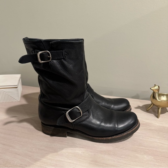 Frye Shoes - Frye | Veronica Leather Buckle Short Moto Boots | Size 8.5
